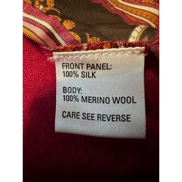 Talbots Petites Women's Size S Silk/Wool Cardigan Pink Black Elegant Style - Picture 6 of 6